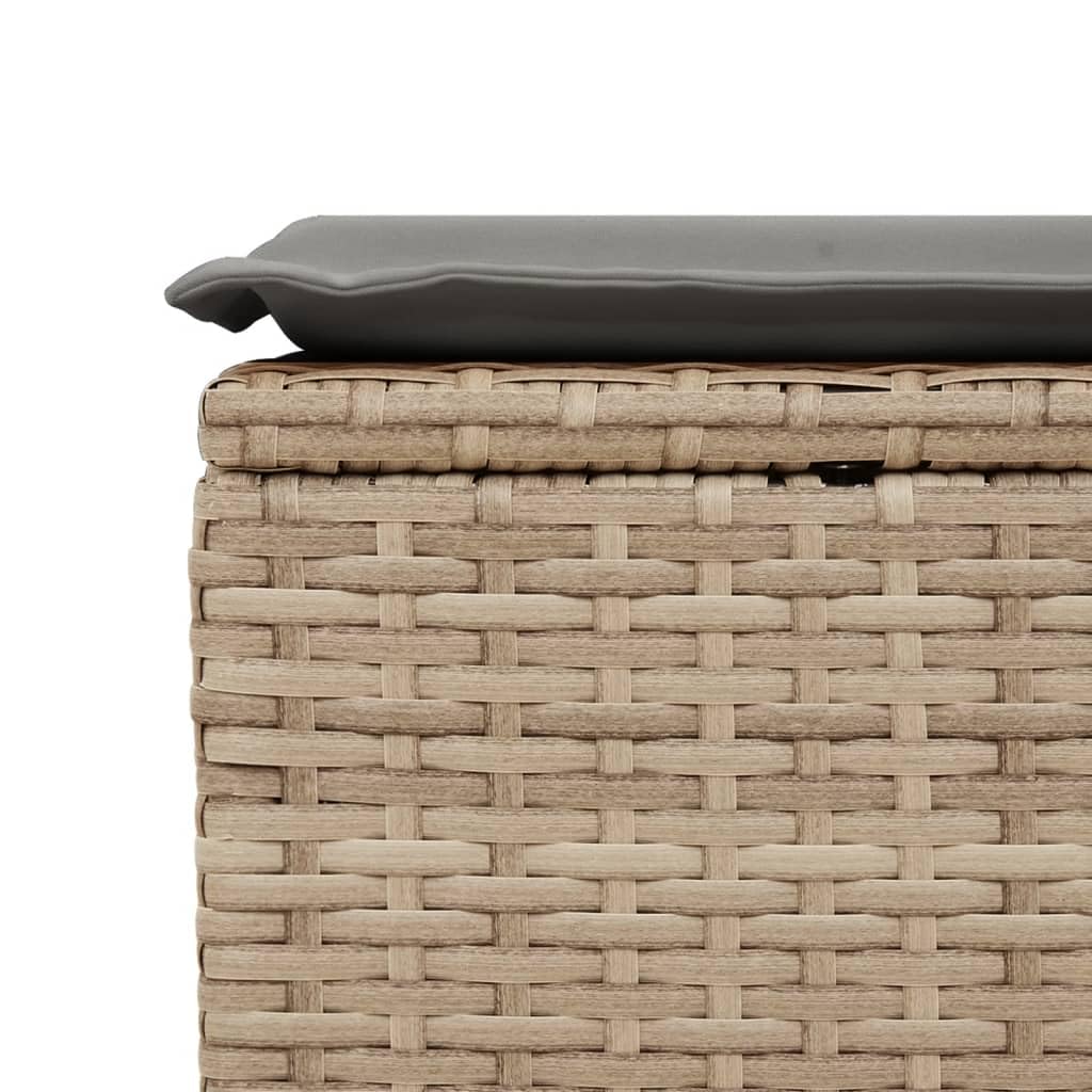 vidaXL Taburete de Jardín con Cojín, Reposapiés con Funda Extraíble, Asiento de Exterior, Taburete para Patio Terraza, Ratán Sintético Beige