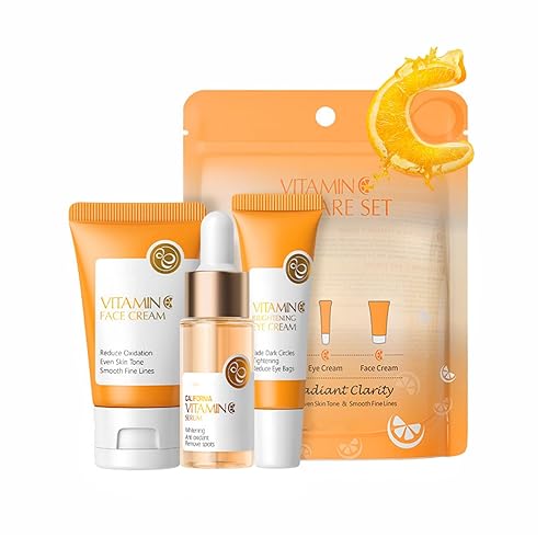 Set de cuidado de la piel, regalos para adolescentes y niñas, juego de cuidado de la piel con vitamina C, tamaño de viaje, juego de cuidado de la