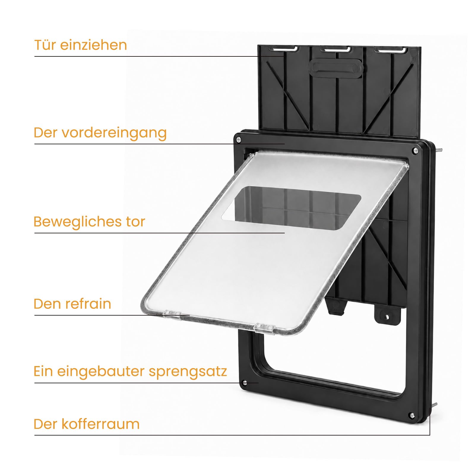 Wetterfeste Haustierklappe für große Hunde und Katzen 43 x 35,5 cm, magnetisches Verschlusssystem mit Snap-In Verriegelungsplatte, robuste und energiesparende Haustiertür