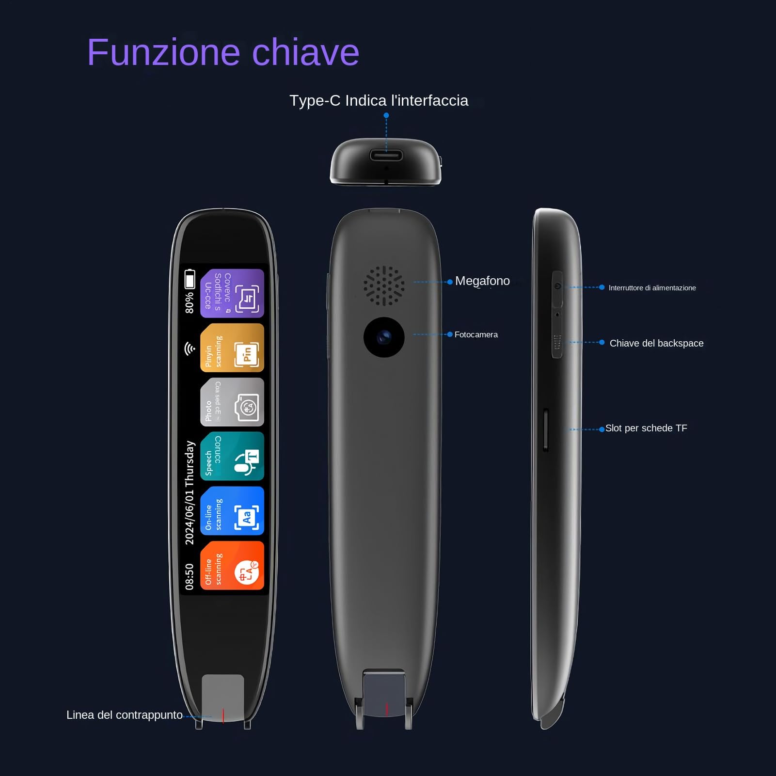 Penna Traduttore Penna Traduttore Voce Senza Connessione | Touchscreen Scanner Voce Dizionari Elettronici 142 Lingue per Studenti Uomini Donne