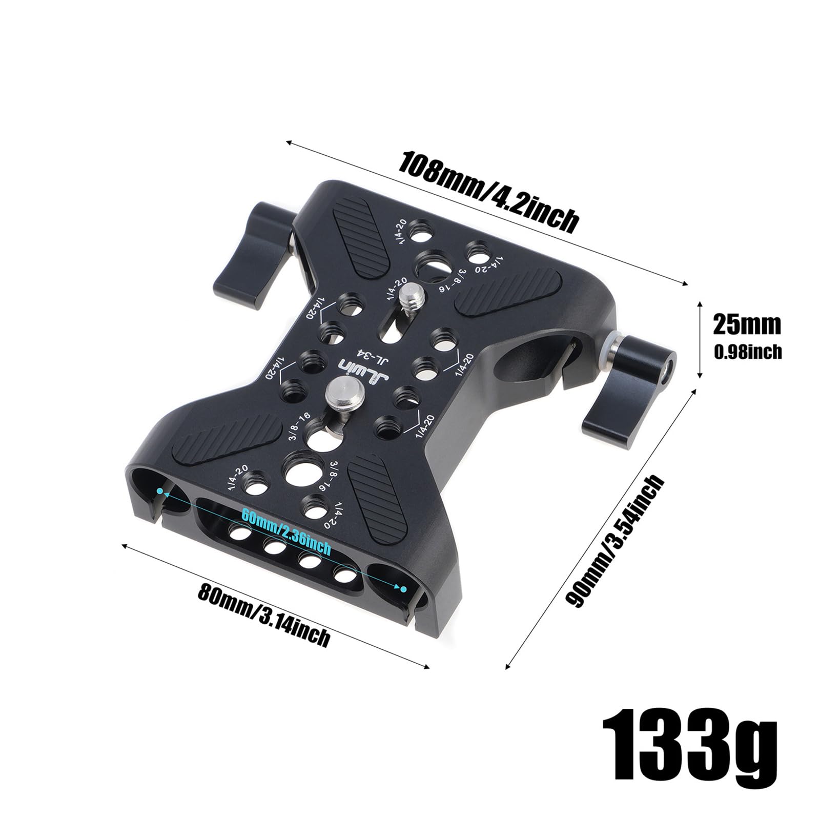 Morsetto a due fori da 15 mm Piastra a sgancio rapido in lega di alluminio Accessorio per fotocamera Fotografia Morsetto a sgancio rapido in lega di alluminio Accessorio per riprese video