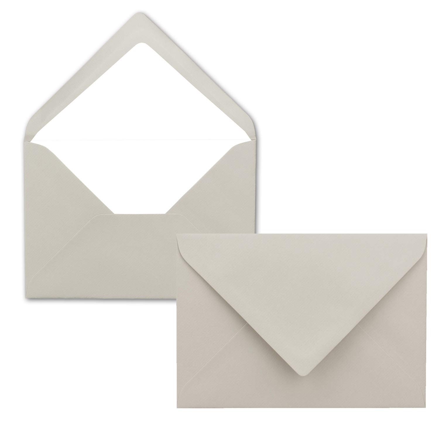 Lot de 100 cartes avec enveloppes à lettres doublées, nervurées, format B6, gris argenté, 12 x 17 cm, fermeture par collage humide NEUSER PAPIER