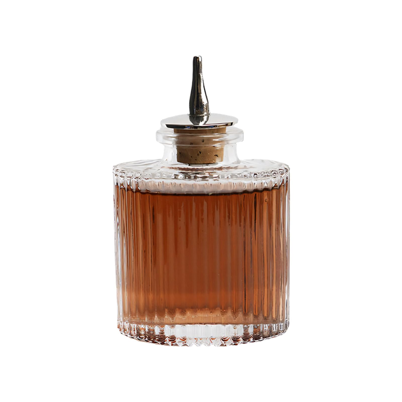 Kaeltsyn Handcrafted Oval Striped 90ml Glass Liquor Bottle with Golden Cap Liquor Container Great for Wine Storage and Display Lavishness Drinking Vessel