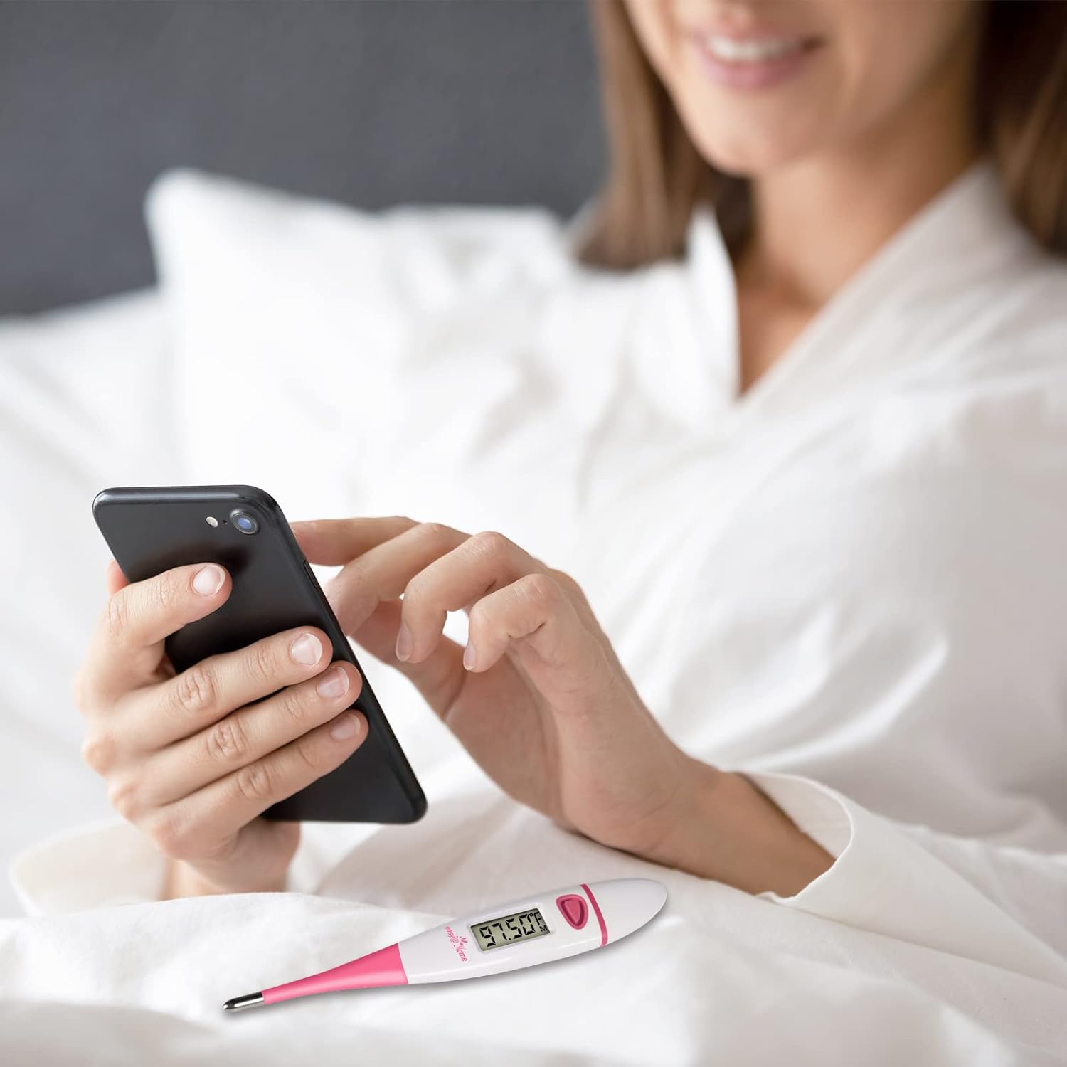 Easy@Home Basal Body Thermometer: BBT for Fertility Prediction with Memory Recall - Accurate Digital Basal Thermometer for Temperature Monitoring with Premom App - EBT-018 (Pink) Fast Reading image 9 of 9 B09RZQSL9P