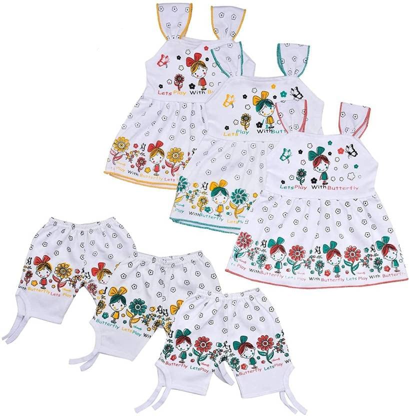 Kushi Lifestyle Baby Girls Summer Dress Printed Cotton Top & Capri Dress (White) Kushi Lifestyle Baby Girls Summer Dress Printed Cotton Top & Capri Dress (White)