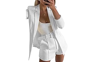 Blazer Shorts Set for Women 2 Piece | Plus Size White Suit
