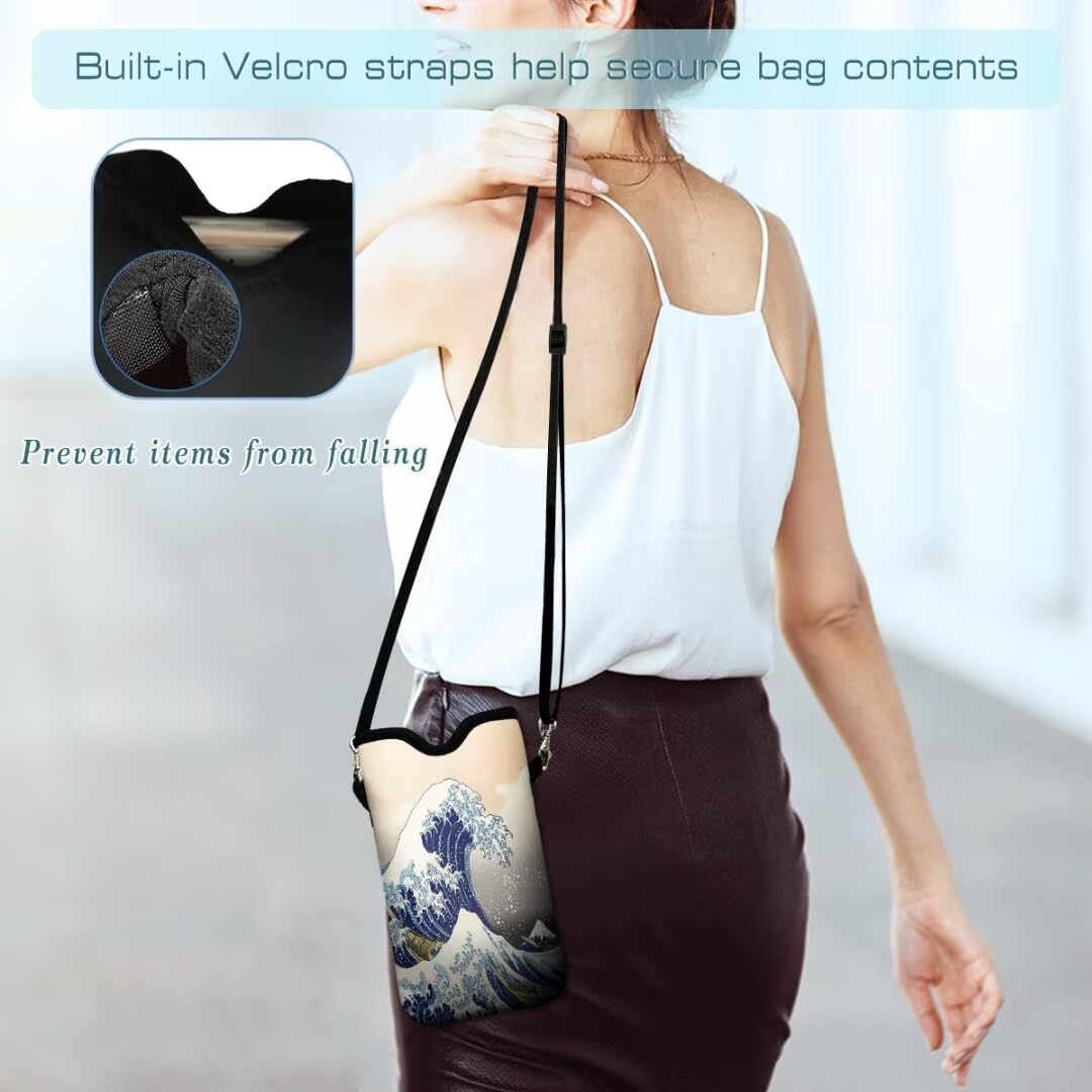 Cell Phone Sleeves Bag Case Crossbody Neoprene Holder Lanyard Phone Pouch for Women Men 7.5 X 4.5 Inches - Sea Waves - Image 5