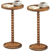 HOOBRO Small Round Side Tables, Set of 2, Drink Tables, Wooden End Tables