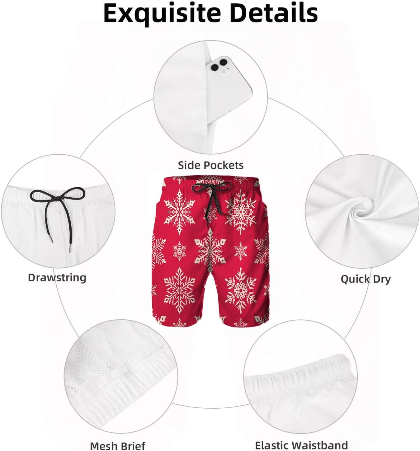 Mens Swim Trunks with Mesh Lining,Quick Dry Swimsuit Board Shorts Beach Pants Swimwear Bathing Suits - Image 5