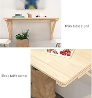 Vista 5 de Mesa flotante de madera de pino maciza, mesa de comedor plegable, escritorio de computadora, mesa de almacenamiento de cocina, mesa de estudio