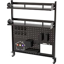 Modern Metal Clamp-On Desk Hutch with Pegboard, 2-Tier Desktop Organizer Shelf for Home Office or Gaming Desk, 31.4", Black