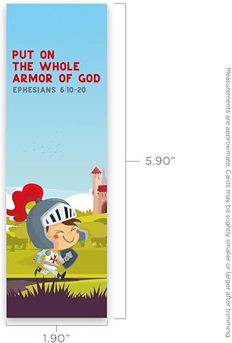 Miniatura 3 de Marcapáginas de la Biblia para niños, ponte la armadura completa de Dios, paquete de 25 marcadores cristianos de versículos bíblicos para niños para