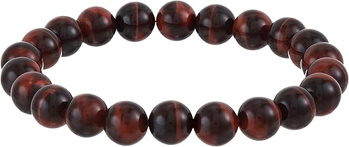 Pulsera de piedra de ojo de tigre rojo natural