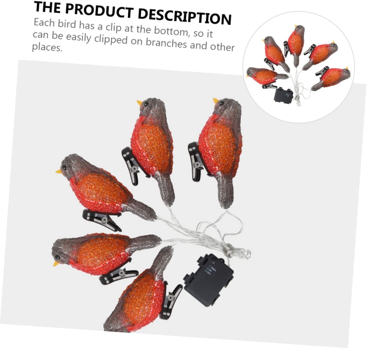 Vaguelly 1Pc Bird Figurine LED Light String Outdoor Landscape Decoration for Garden Patio and Energy Saving Design for Use