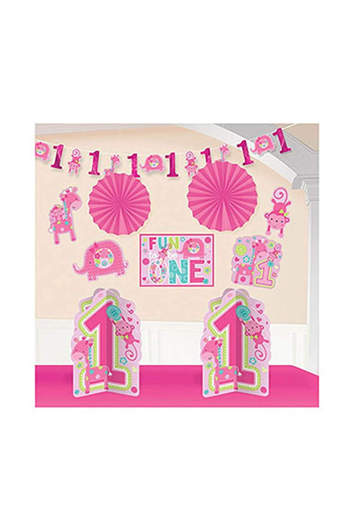 Sfondo 'Wild One' con Animali della Giungla per Primo Compleanno, Decorazioni per Feste di Bambine, Banner Fotografico