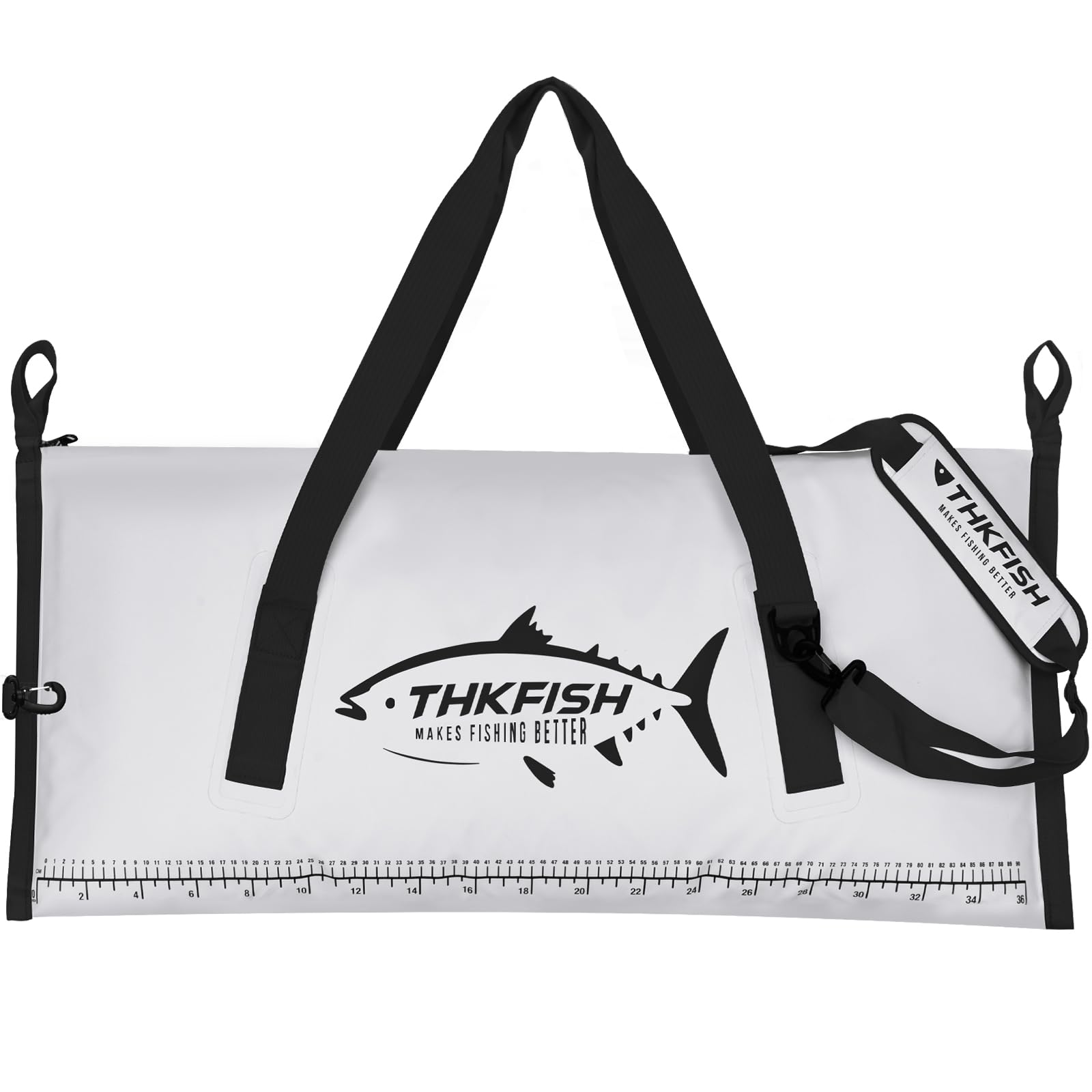 THKFISH Insulated Fish Cooler Bag, 40x16in Fish Kill Bag For Caught Fish, Portable Waterproof Insulated Fishing Bags Keeps Ice Cold Over 24 Hours (White-Black, 40 * 16IN
