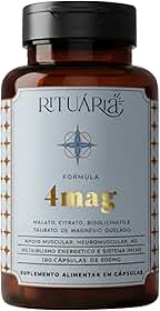 Fórmula 4Mag Rituária 180 Cápsulas, Suplemento 4 Magnésios, B6, Vegano