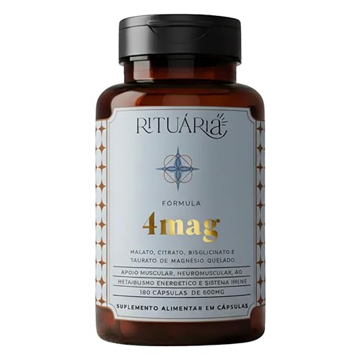 Fórmula 4Mag Rituária 180 Cápsulas, Suplemento 4 Magnésios, B6, Vegano