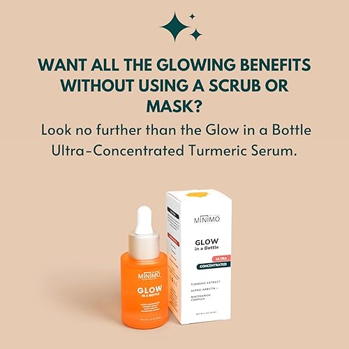 Miniatura 8 de Minimo Glow in a Bottle con aceite natural ultraconcentrado para iluminar la piel para manchas oscuras, suero de reparación facial de cúrcuma limpia