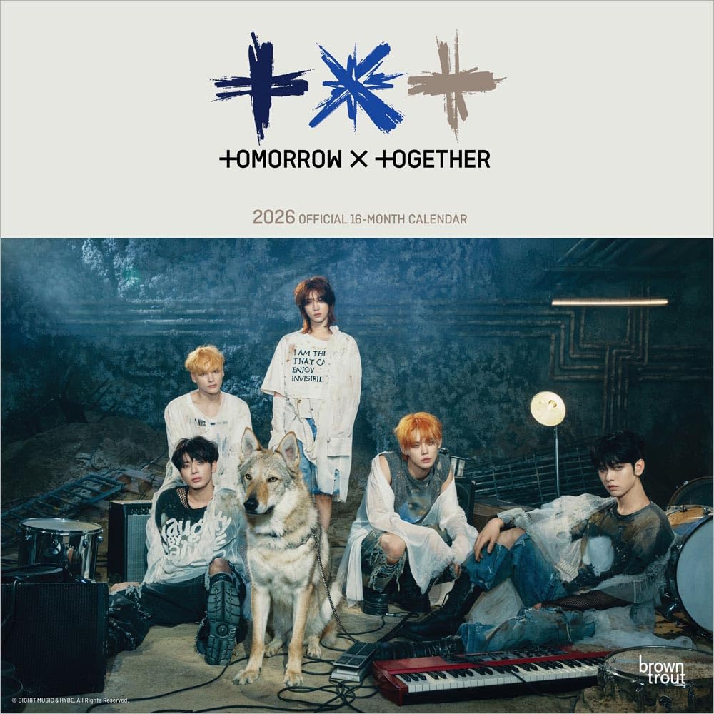 TXT OFFICIAL | 2026 12 x 24 Inch (Hanging) Monthly Square Wall Calendar | Plastic-Free | BrownTrout | K-Pop Korean Boy Band Temptation