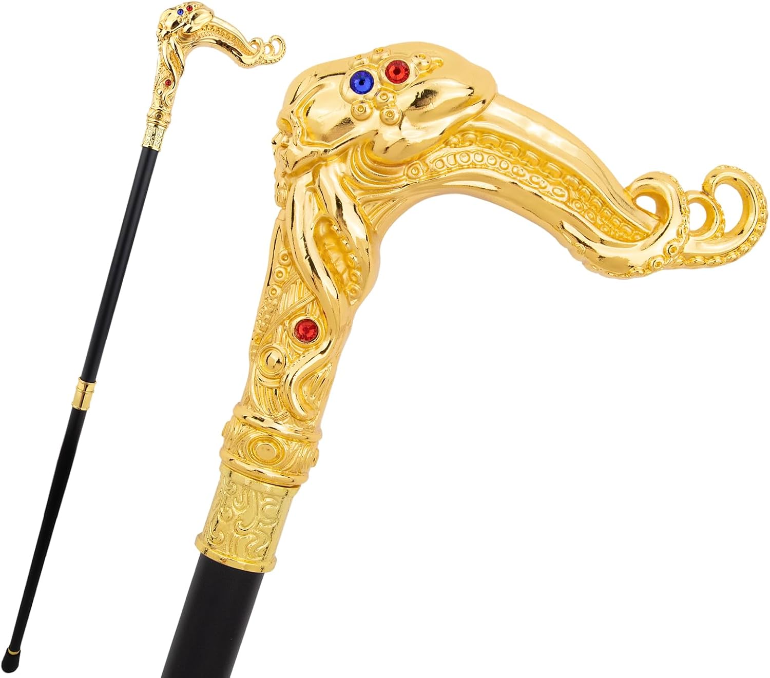 Yellow Skull Octopus Fish Squid Walking Cane Diamond Cane Decorative Stick Decorative Cosplay and Parties, for Cosplay & Party