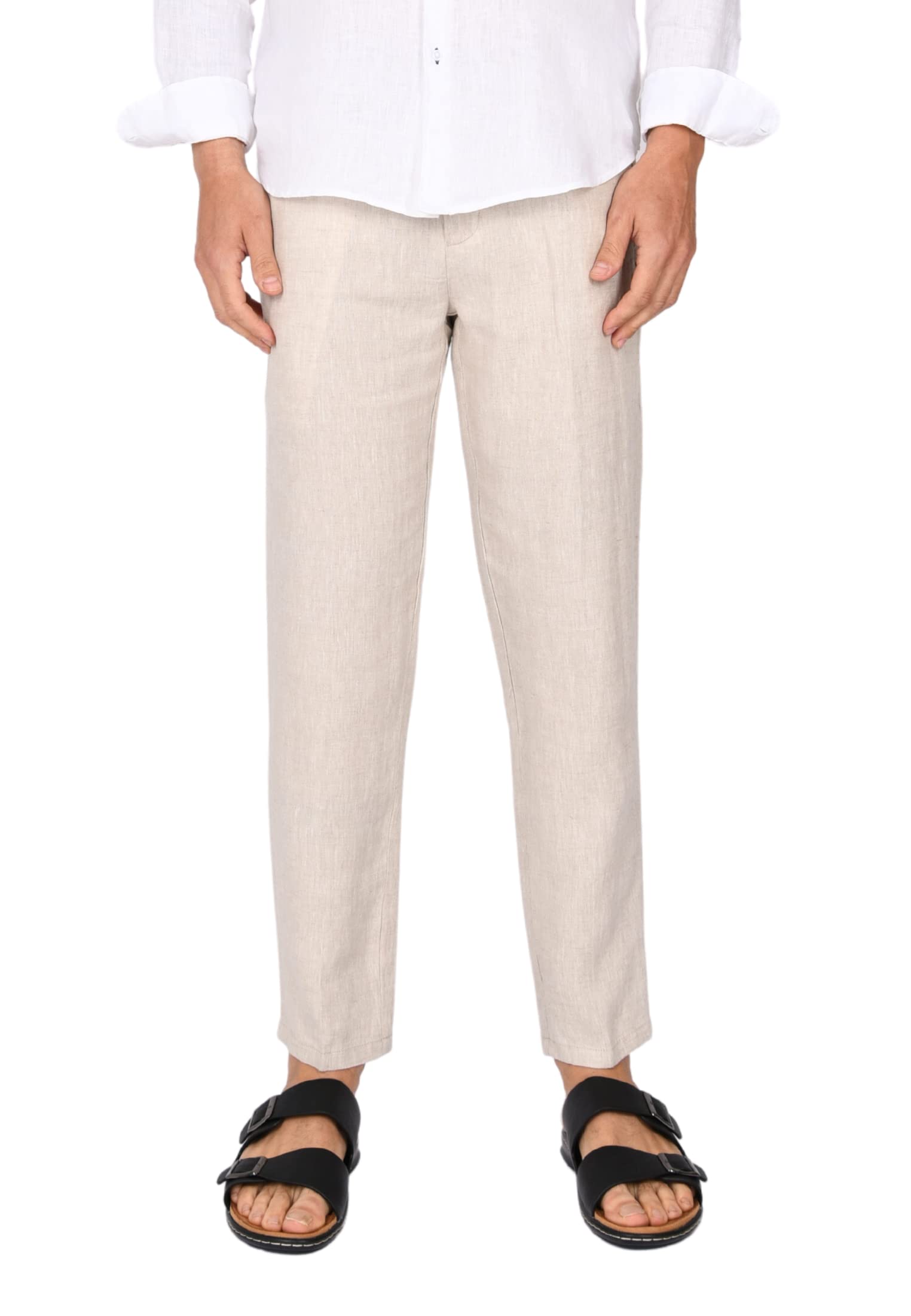 Ciabalù Herrenhose, Leinen, elegant, Caprihose, Sommer, kühl und bequem, Tasche für Amerika, Übergrößen, beige, 42