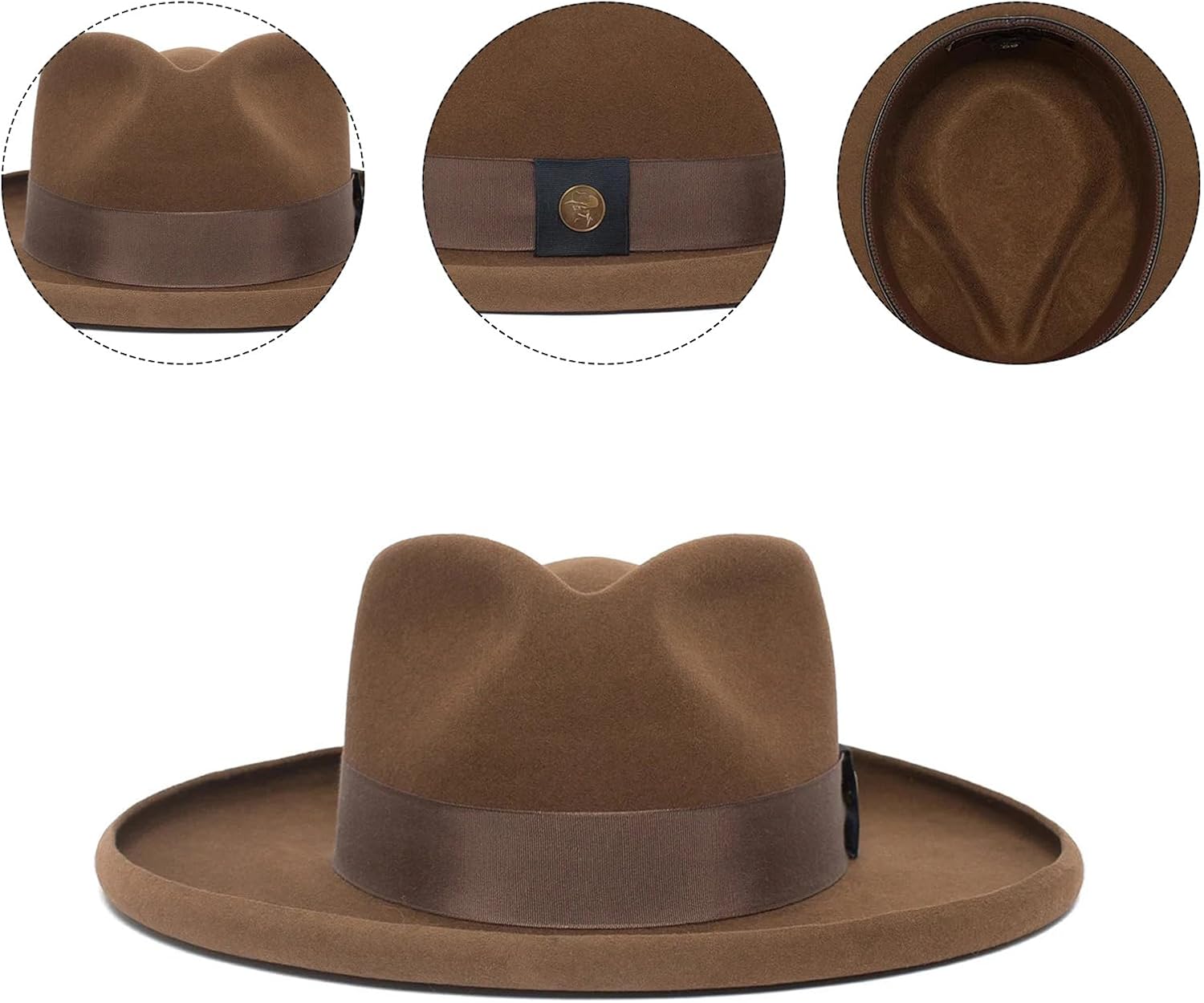 Old-Fashioned Wool Fedoras Top Hat for Travel Wide Brimmed Western for Boy Man Adults Wool Hats for Women