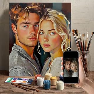 Customized Personalized Paint by Numbers Beginners - Kit for Adults Custom on Canvas from your own Photo Handmade Oil Painting with Frame Gift for Christmas Girlfriend Boyfriend Valentines (12×16 in)