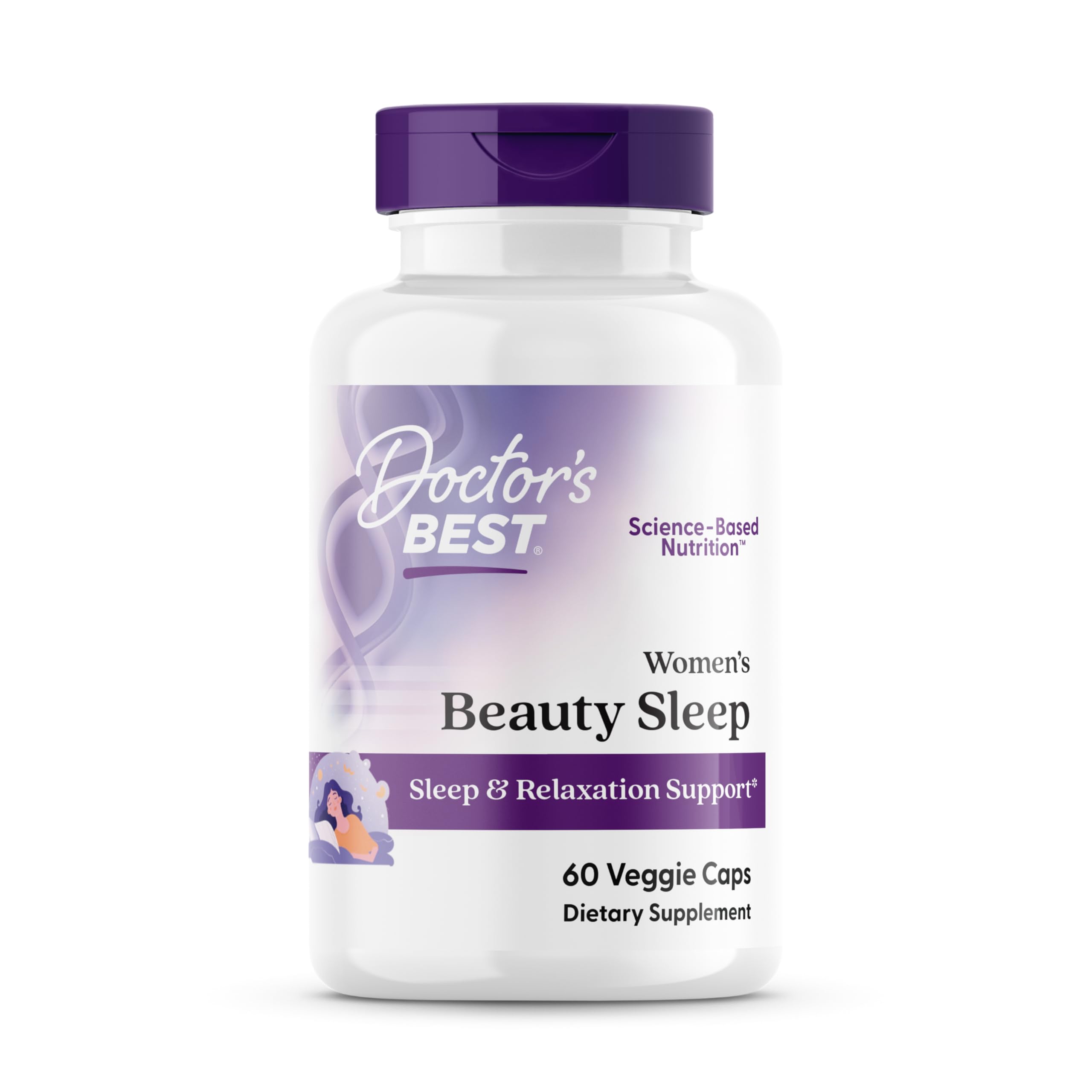 Doctors Best Womens Beauty Sleep with Magnesium, Theanine, Melatonin, Sleep & Relaxation Support, Non-GMO, Gluten Free, Soy Free, Vegan 60 Veggie Caps