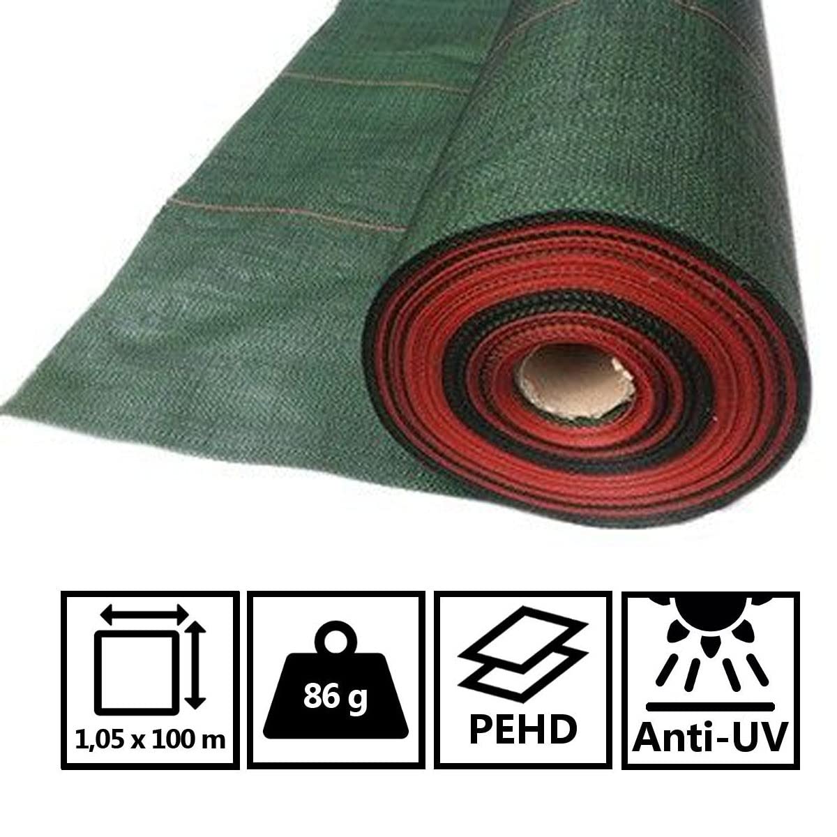 Tela di pacciamatura 1,05 x 100 m Pro 86 g/m² – Telo per pacciamatura Trattamento Anti-UV