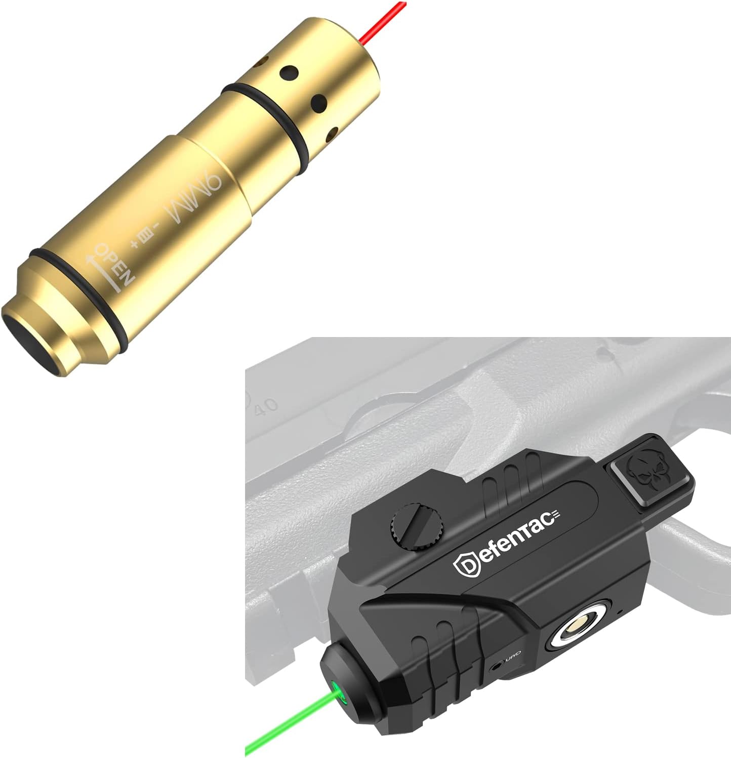 DEFENTAC 9mm Laser Training Cartridge, Bundle with Green