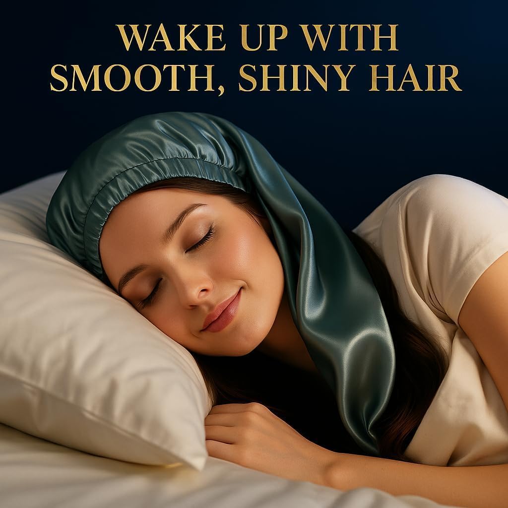 100% Silk Bonnet for Sleeping, moisturizes Beautiful Hair for Sleeping, Soft Elastic Band Silk Sleep Cap,Night Cap