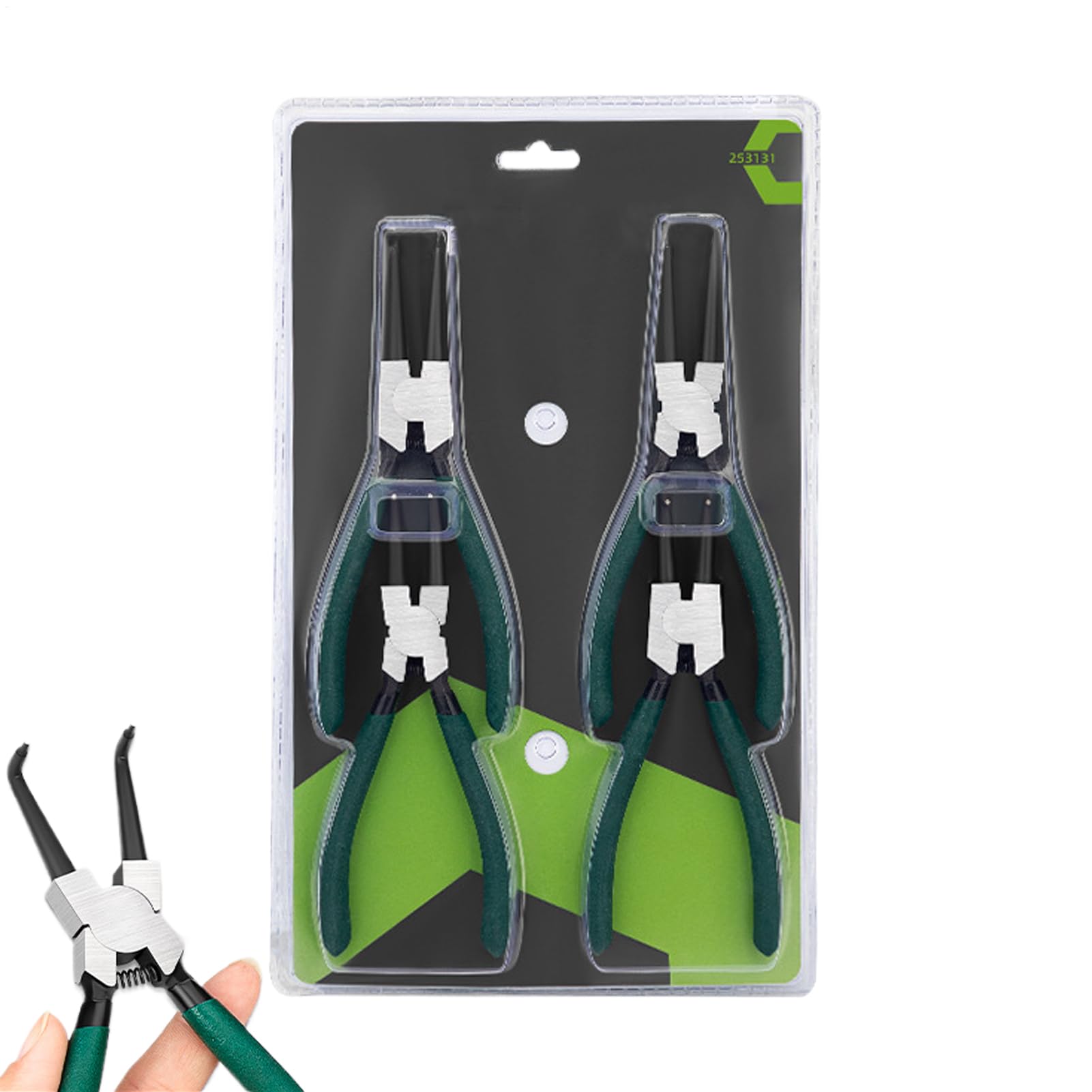 Pince à anneau de retenue : lot de 4 en acier avec pinces droites et coudées 17,8 cm