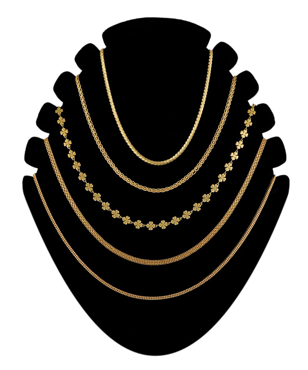 Fashion Frill Golden Chain For Men Ravishing Gold Plated Necklace Golden Chain For Men Boys Women Girls Jewellery Chains 24 inches 5 Chains Combo (B09MKKLWTK) Amazon Price History, Amazon Price Tracker