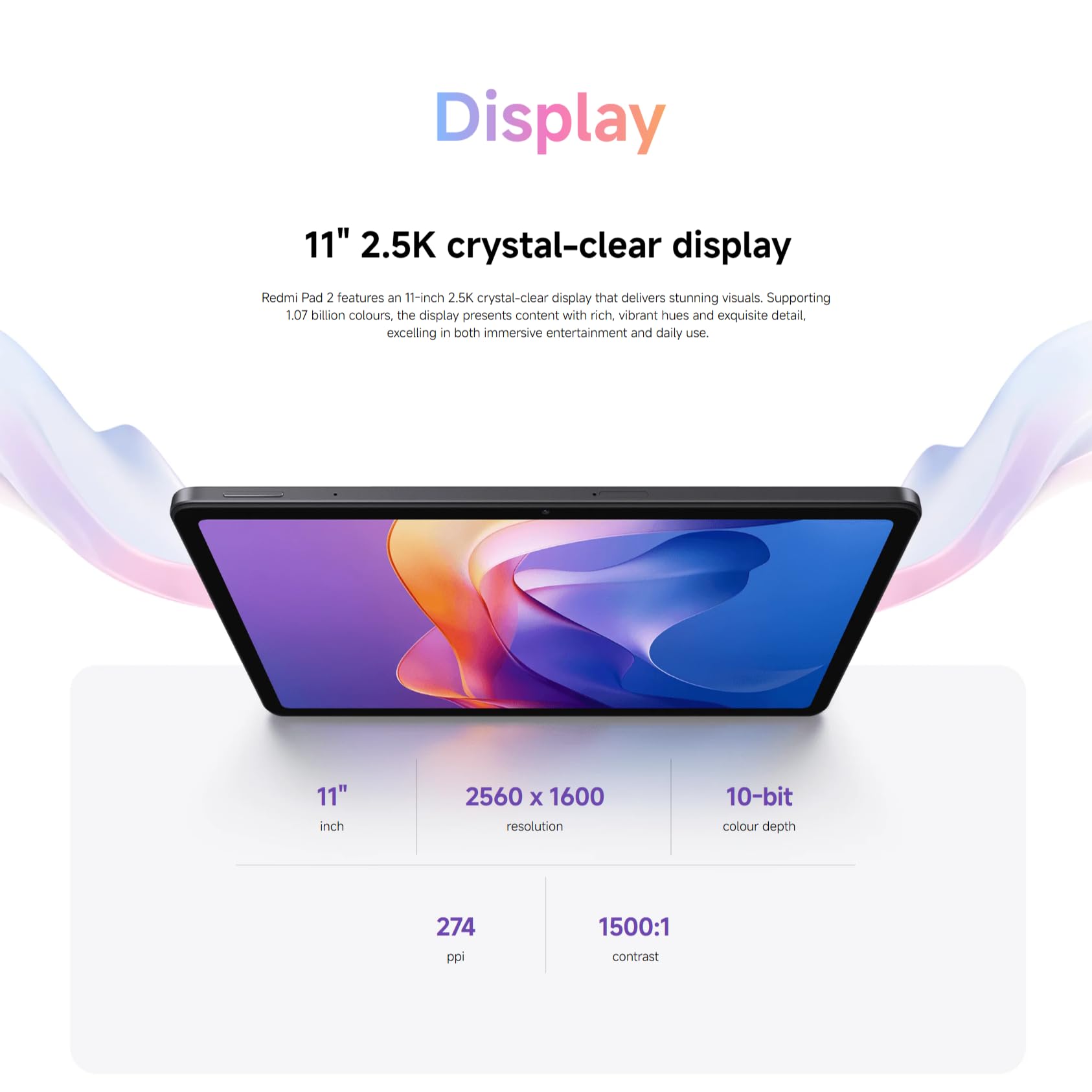 XIAOMI Redmi Pad 2, 8+256GB, Mint Green, 11" 2.5K crystal-clear display, Massive 9000mAh(typ) battery, Advanced Helio G100-Ultra, Quad speakers for immersive sound (No power adapter included) — view 4