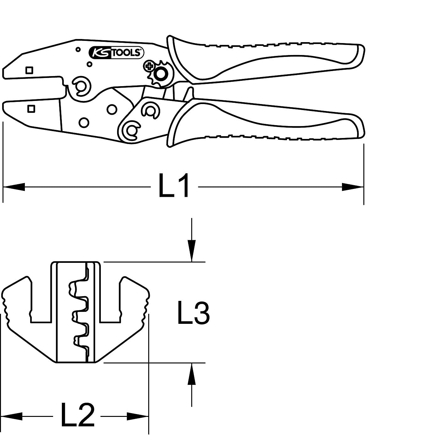 KS Tools 115.1255 Pinza di crimpatura per DEUTSCH DT, Ø 0,5/0,8/1,0 mm²