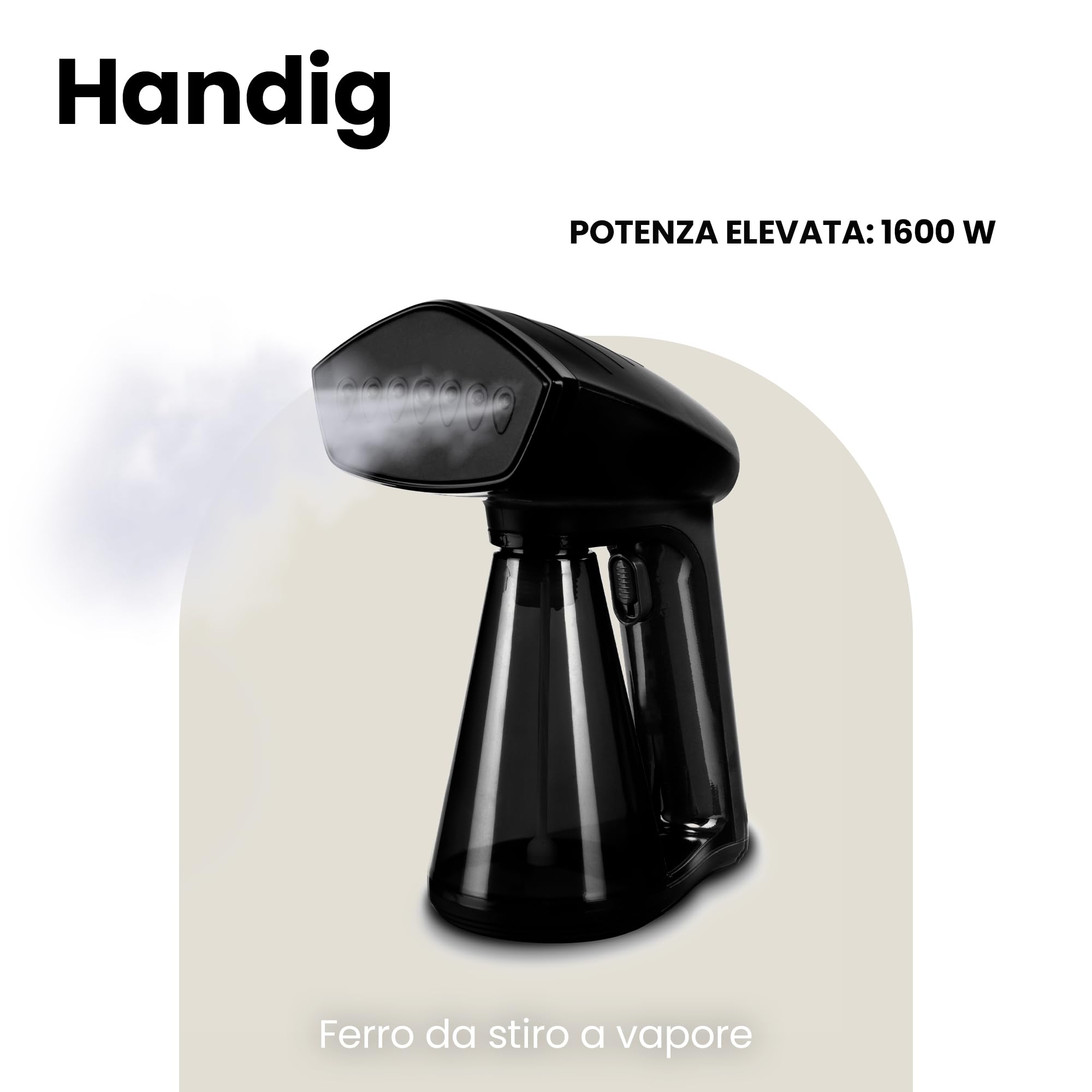 ZEEGMA Handig Ferro da Stiro Verticale 1600 W, Serbatoio 260 ml | Cavo da 2,5 m, Sicuro per Diversi Tessuti, Spazzola per Tessuti Spessi, Borsa Inclusa