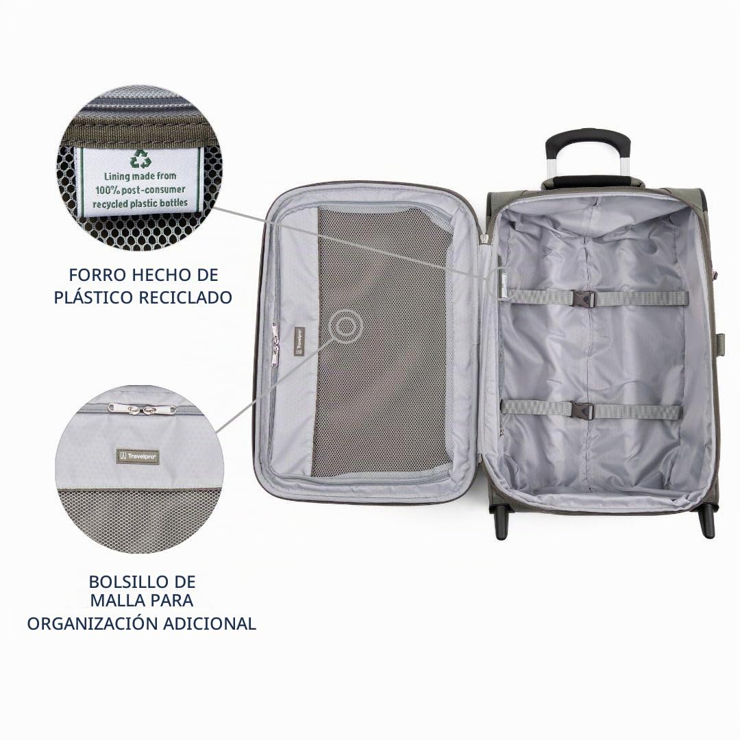 Travelpro Maxlite 5 Softside - Equipaje de Mano Vertical expandible de 2 Ruedas, Maleta Ligera, para Hombres y Mujeres, Color Verde Pizarra, 22 Pulgadas, Verde Pizarra, Carry-on 22-Inch, Maxlite 5