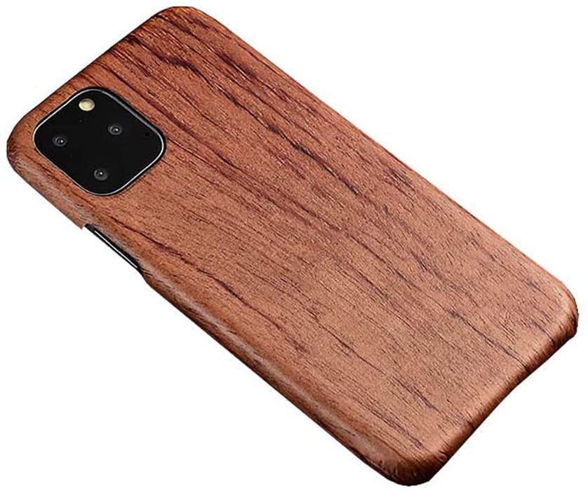 Funda para iPhone 12 Mini SCHIK de madera real marrón con carcasa trasera a prueba de golpes