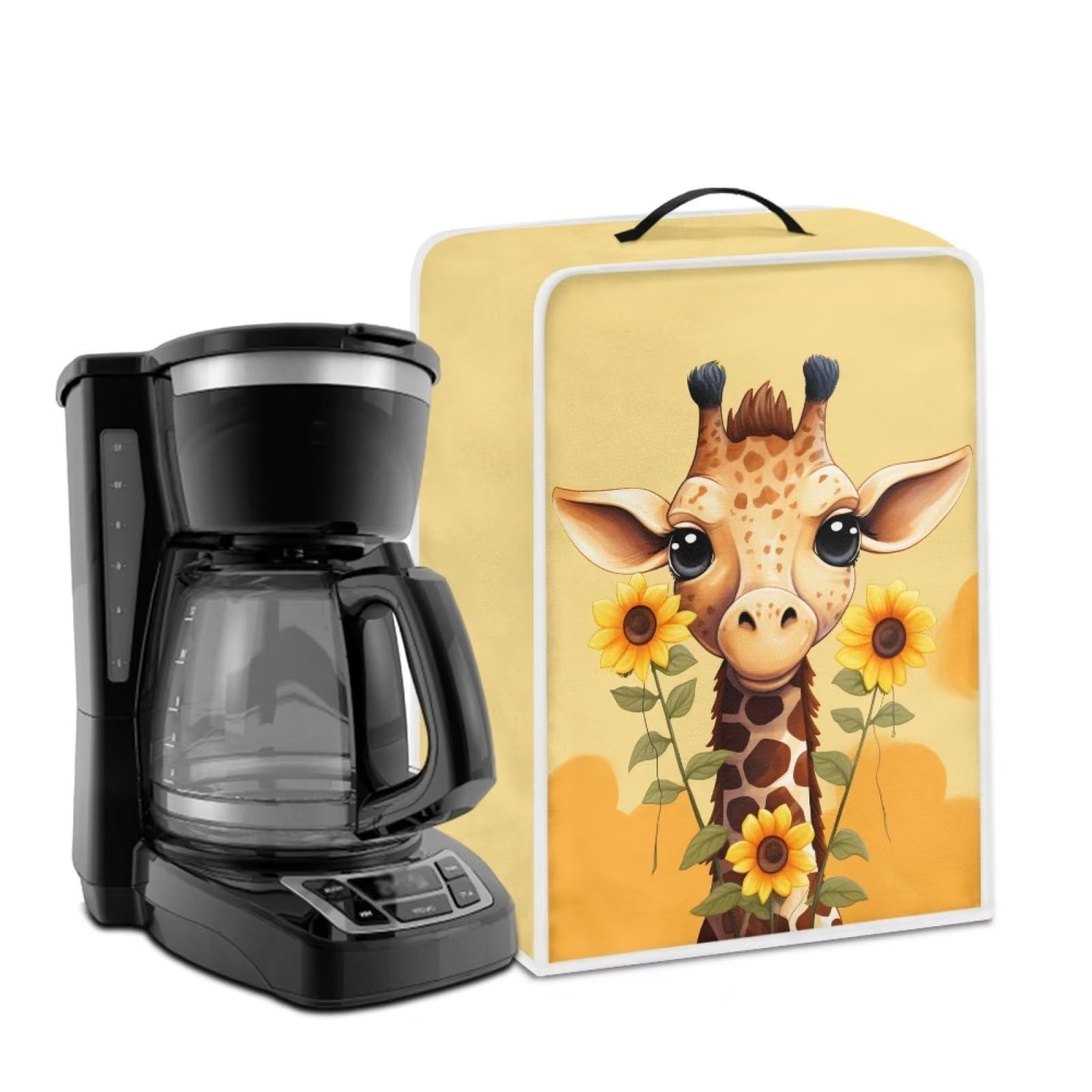 Flashideas Sunflower Giraffe Coffee Machine Dust Cover Dust Protection Coffee Maker Appliance Cover for Kitche with Top Handle Home Kitchen Decor Tabletop Decorations Gifts for Friends