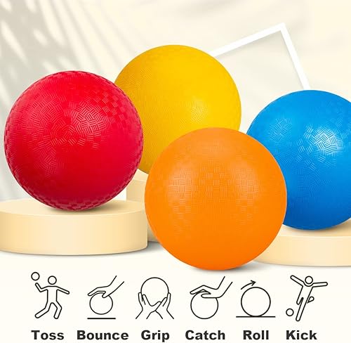 Miniatura 4 de U&C Planet Kickball - Bola de bola de 8.5 pulgadas de goma mejorada para juegos de pelota de interior y exterior, bola cuadrada para niños de 3, 4,