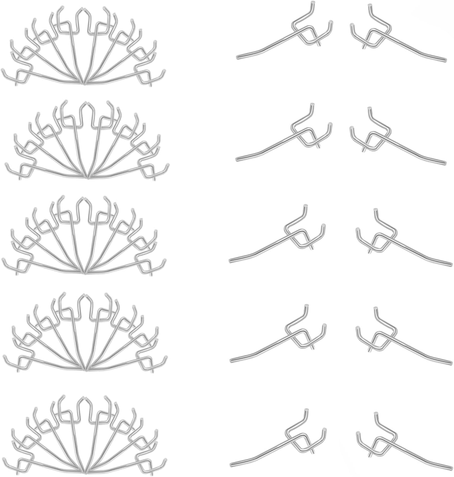 Sweet seven 50 Pack 2 Inch Pegboard Hooks - L Shape Metal Kit for 1/4" and 1/8" Pegboard - Utility Hooks for Organizing Tools, Garage, Kitchen, Office Storage