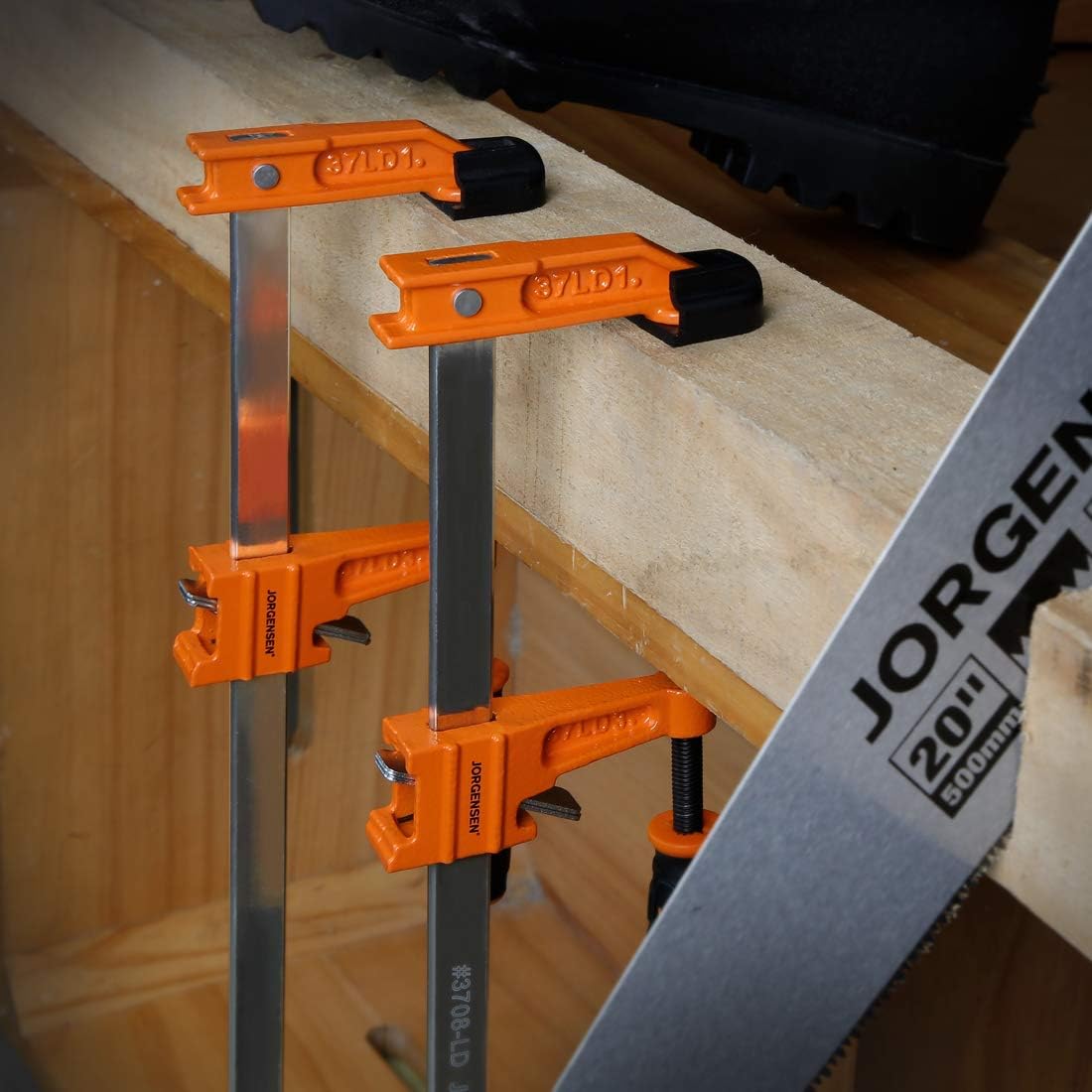 Jorgensen 2-Piece Steel Bar Clamp Set, Light Duty F-Clamp, 8-inch & 12-inch - - 