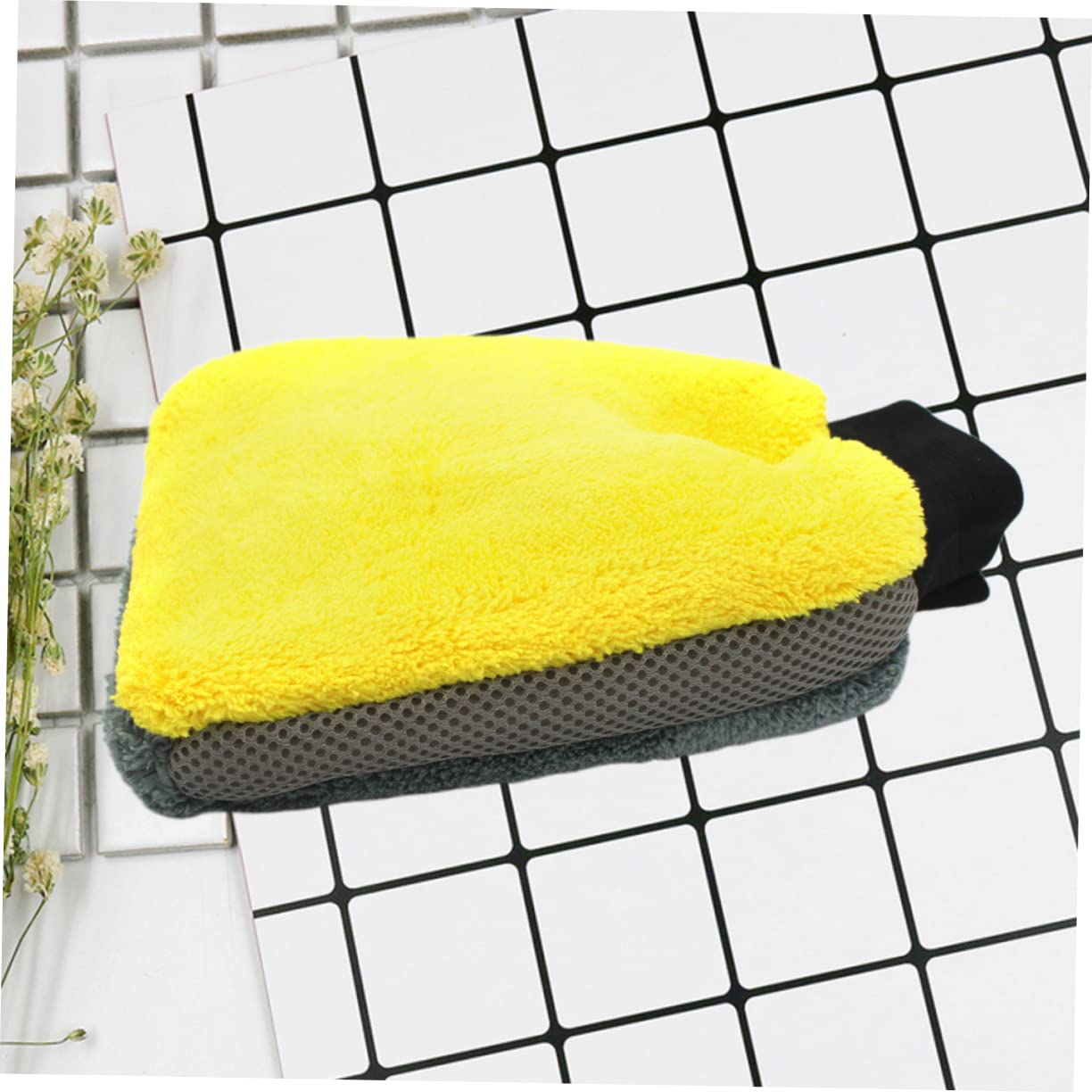 GLEAVI 2piezas Guantes De Lavado De Autos Impermeables De Microfibra Doble Cara Diseño Práctico para Limpieza De Vehículos y Superficies Delicadas Guantes De Lavado para Hogar y