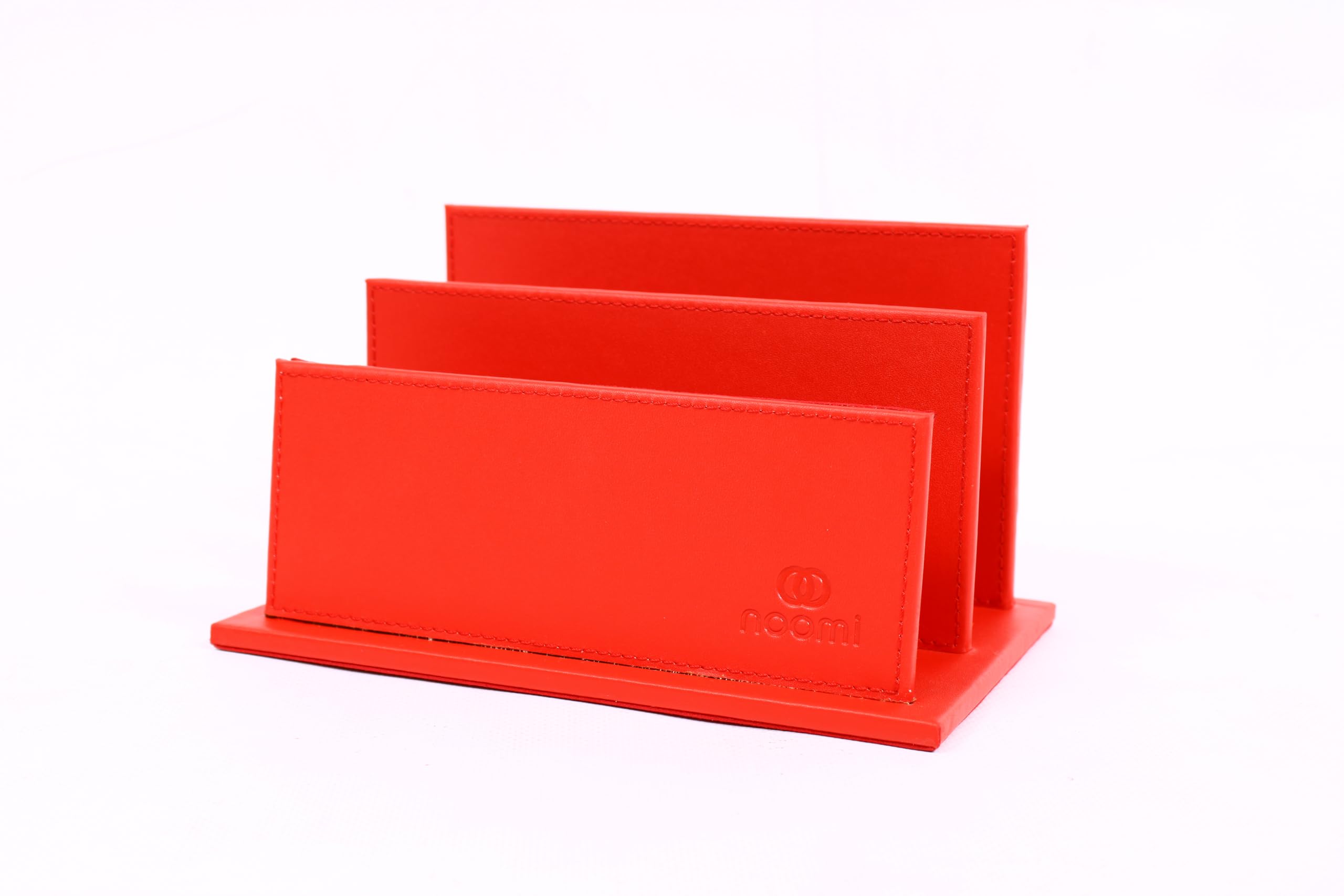 Noomi Set Ufficio in Pelle di Vitello Rosso – Piano da Scrivania con Porta Penne, Oggetti, Lettere e bigliettini – Accessori Eleganti per Ufficio e Studio