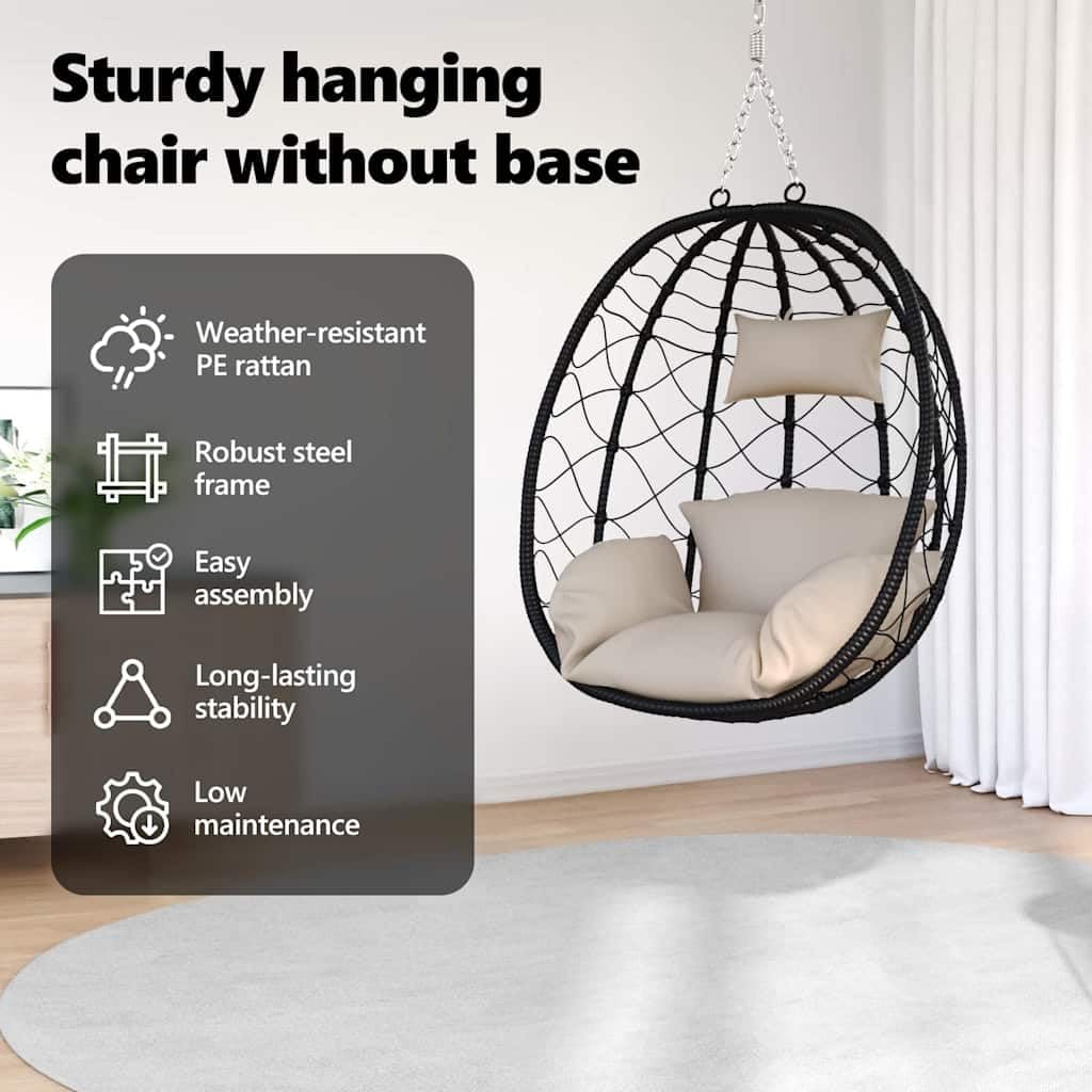 vidaXL Wiszące krzesło jajo polirattan 91,5 x 54,5 x 107 cm
