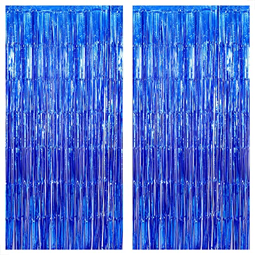 Katchon, Xtralarge Blue Fringe Backdrop - 6.4X8 Feet, Pack Of 2 | Blue Streamers Party Decorations | Blue Fringe Curtain For Ocean Decorations | Under The Sea Party Decorations, Blue Party Decorations #TOP10
