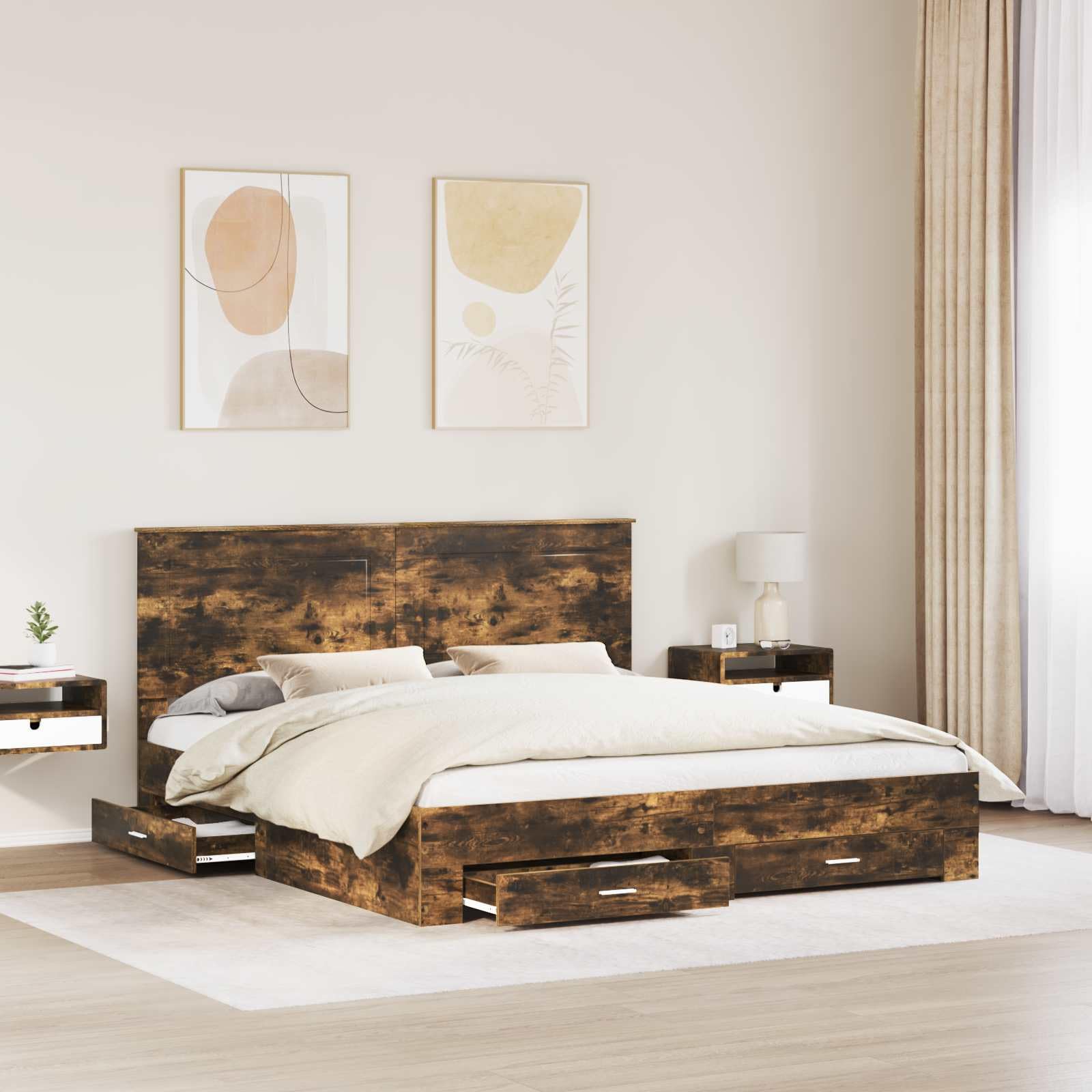 Ukryte przechowywanie nowoczesna Dąb wędzony 200 x 200 cm Brązowy