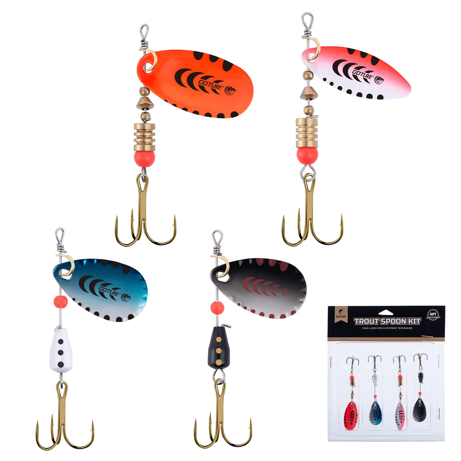 Goture Trout Lures Fishing Spinners, Hard Metal Spinner Baits