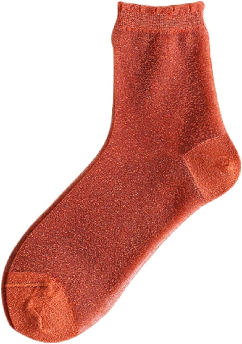 CCTUNG12 Pars Women'S Glitter Ankle Socks Silver Silk Luxury Spring Summer Thin Sheer Gauze Women'S Socks Soft